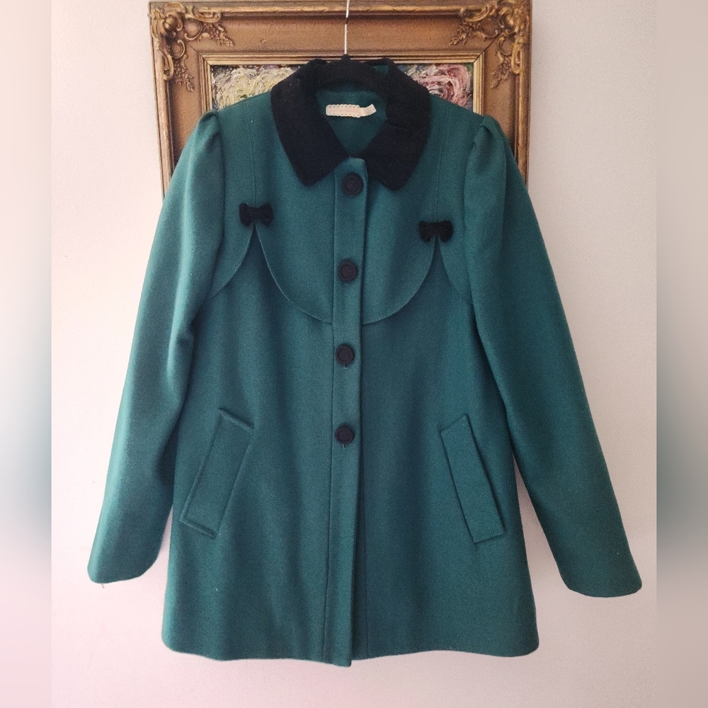 Pins and needles velvet bow back pea coat